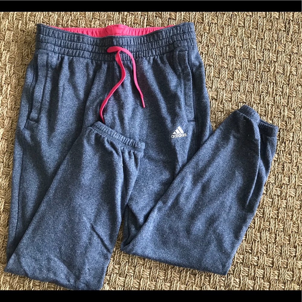 Grey and pink Adidas Joggers
